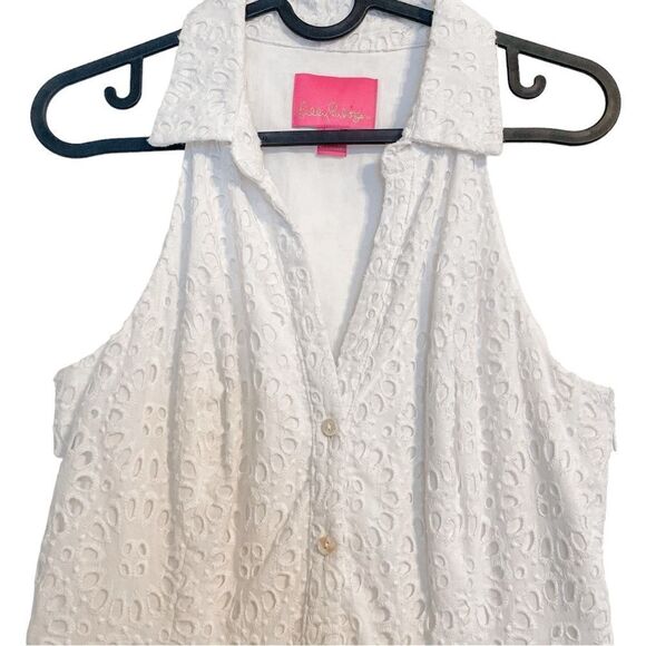 Lilly Pulitzer Trisha Eyelet Shirtdress Resort White 4 - Picture 6 of 10
